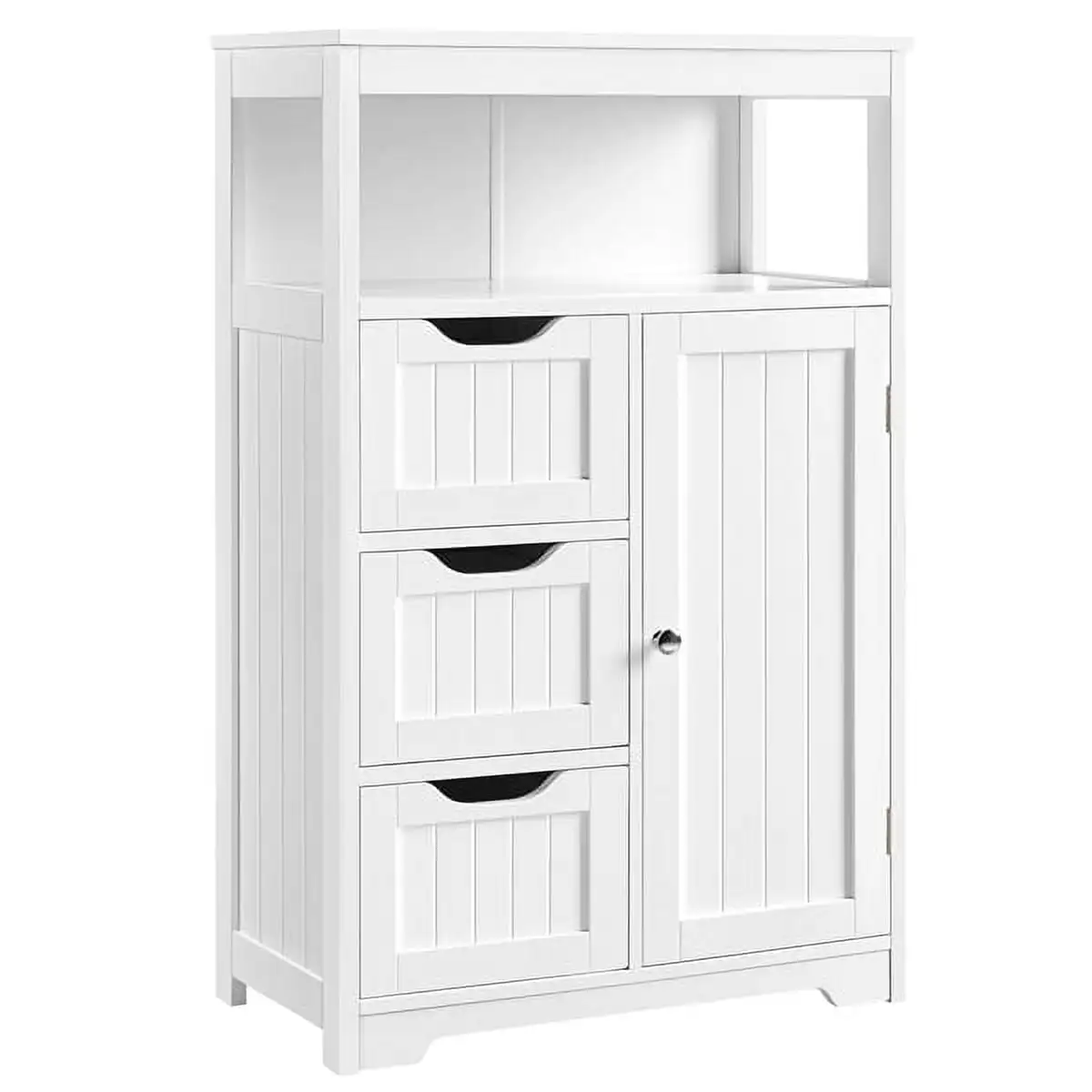 

Wooden Floor Cabinet Bathroom Storage Organizer Multiple Tiers Shelves Cabinet for Bedroom Bathroom Living Room Cabinet,White