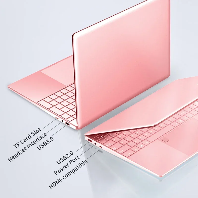 Cheap Stylish Pink 15.6" Laptop: Windows 10 Office Education Intel Celeron N5095, 16GB RAM, 1TB SSD, Dual WiFi, Narrow Bezels. 2