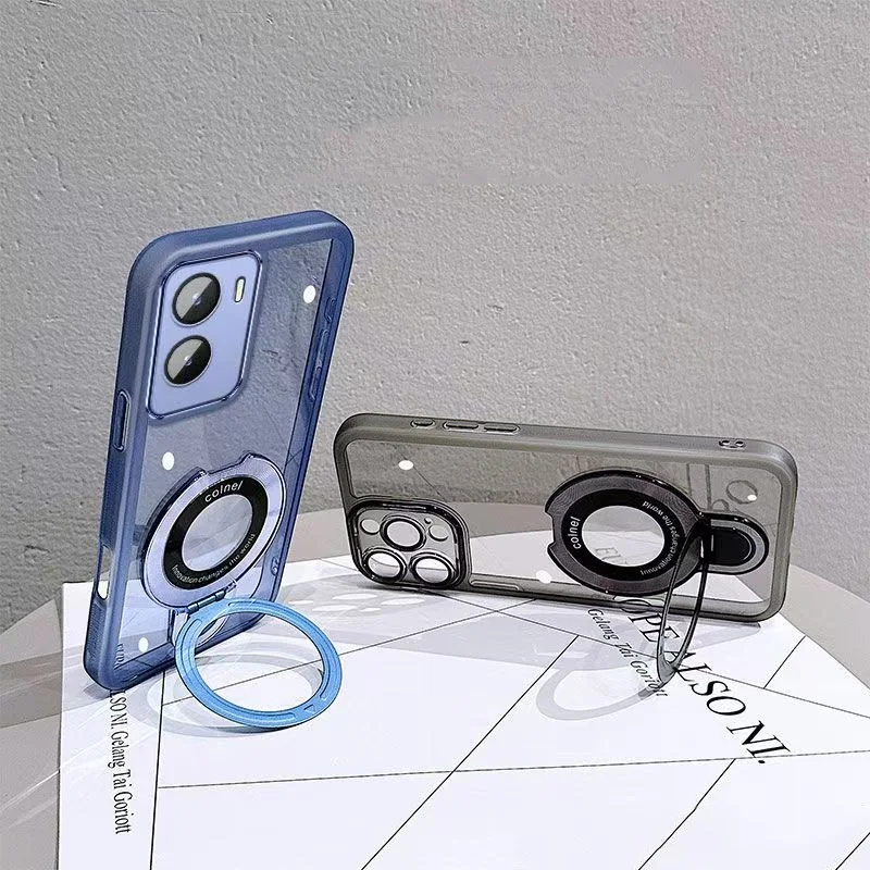 Shockproof Magnetic Bracket Clear Stand Phone Case