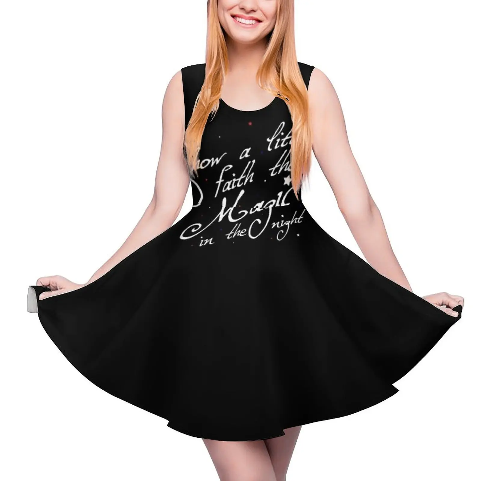 Magic in the night - white text Sleeveless Dress long dress women summer luxury woman evening dress dresses for woman