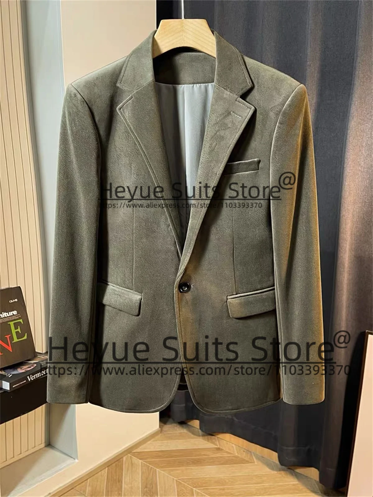 Dark Grey Corduroy 2 Pieces Sets Groom Weddding Tuxedos Slim Fit Notched Lapel Men Suits Classic Male Blazer trajes de hombre