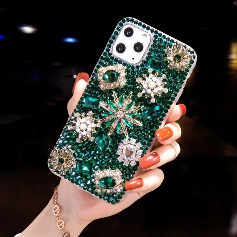 

Water Diamond Flower Pearl Phone Case Suitable for iPhone 13 12 11 Pro max xs xr x 8 7 plus Crystal Flash Phone Case Soft Cover