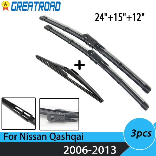 Wiper Front & Rear Wiper Blades Set For Nissan Qashqai J10 2006 2007 2008 2009  2010 2011 2012 2013 Windshield Wiper 24+1512 - AliExpress