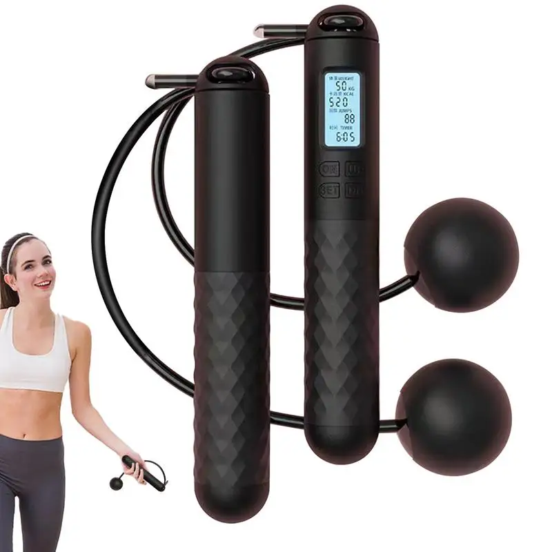Jump Rope Ropeless Jump Rope Weighted Fitness Exercise Training Digital Counting Ball-Weighted For Men Women