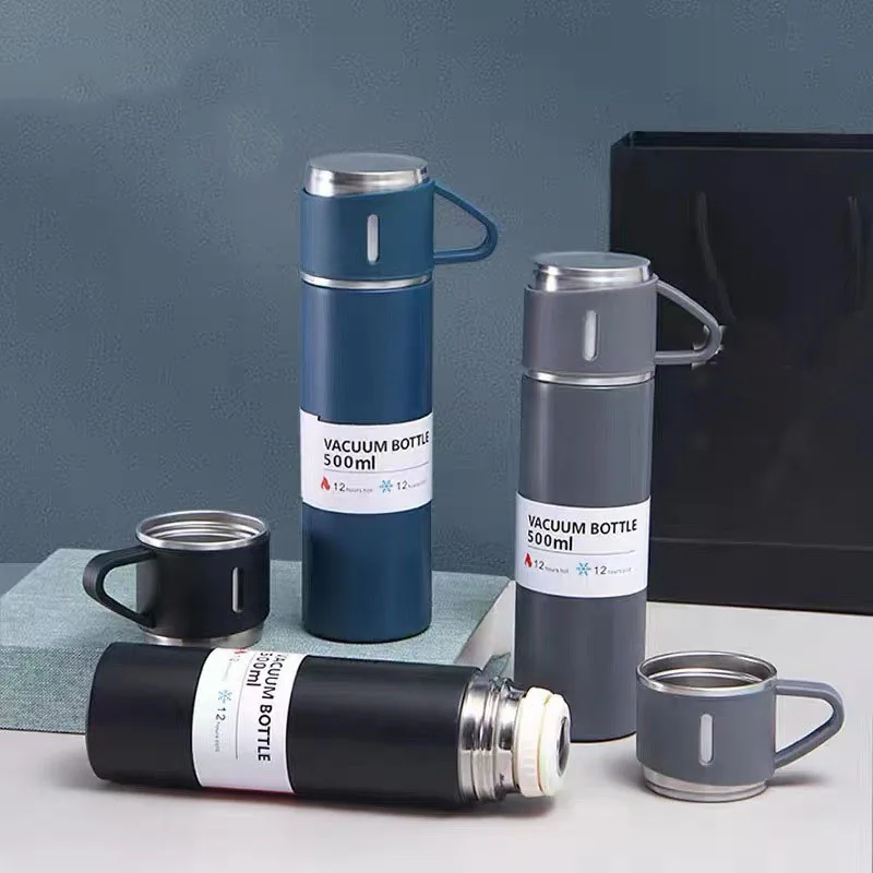 Stainless Steel Thermos Cup Large Capacity Vacuum Flask Coffee Tea Milk Travel Water Bottle Insulated Handbag Gift Box