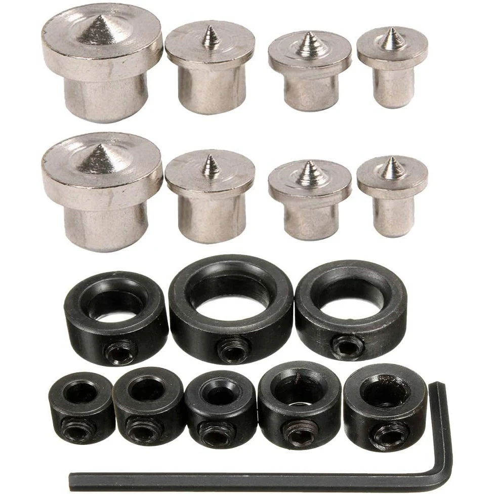 

8Pcs Drill Stop Bit Collar Set Drill Depth Stop Collars 8PCS Dowel and Tenon Pins Center Point Woodworking Dowel Pins