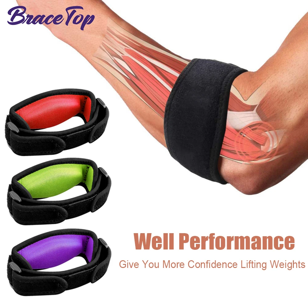 BraceTop-Codera de tenis para tendinitis, dolor de antebrazo, soporte de  codo de Golf, banda de correa de brazo con almohadilla de compresión para  hombres y mujeres, 1PC