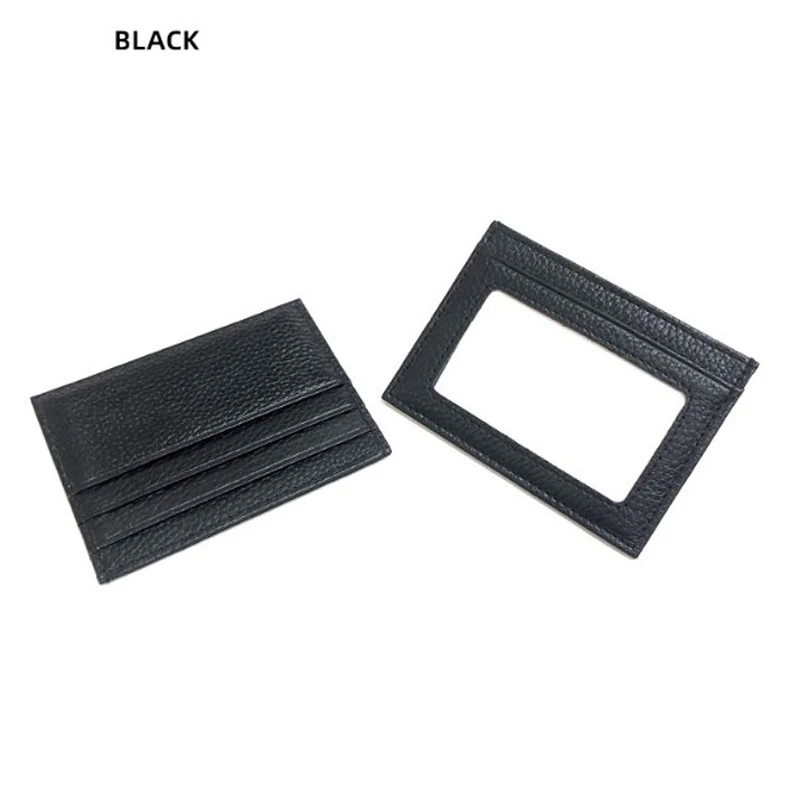 Sleek Cowhide Leather Card Wallet - Compact Cardholder