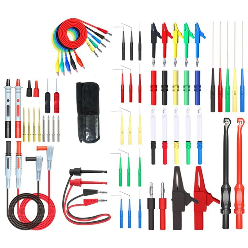 

P1957 64PCS Multimeter Wire Piercing Probes Test Leads Kit With Puncture Needle 4Mm Banana Plug