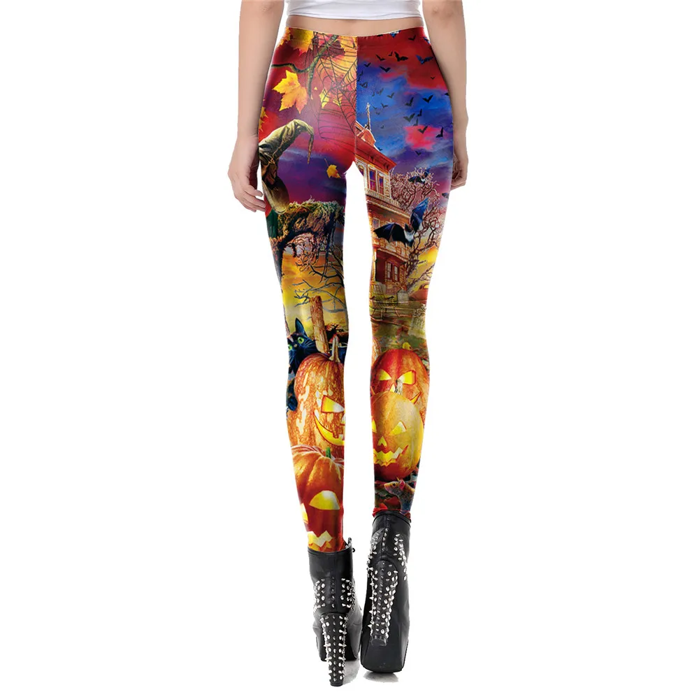 IOOTIANY Pumpkin Prints for Halloween Tight Leggings Sports Women Fitness Sexy Skinny Leggins Women Cosplay Party Pants 2023