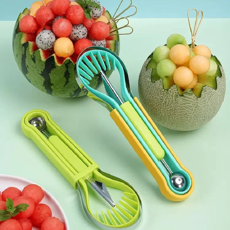 

Professional Melon Baller Scoop Set, 4 In 1 Stainless Steel Fruit Scooper Seed Remover Melon Baller, Double Sided Melon Baller
