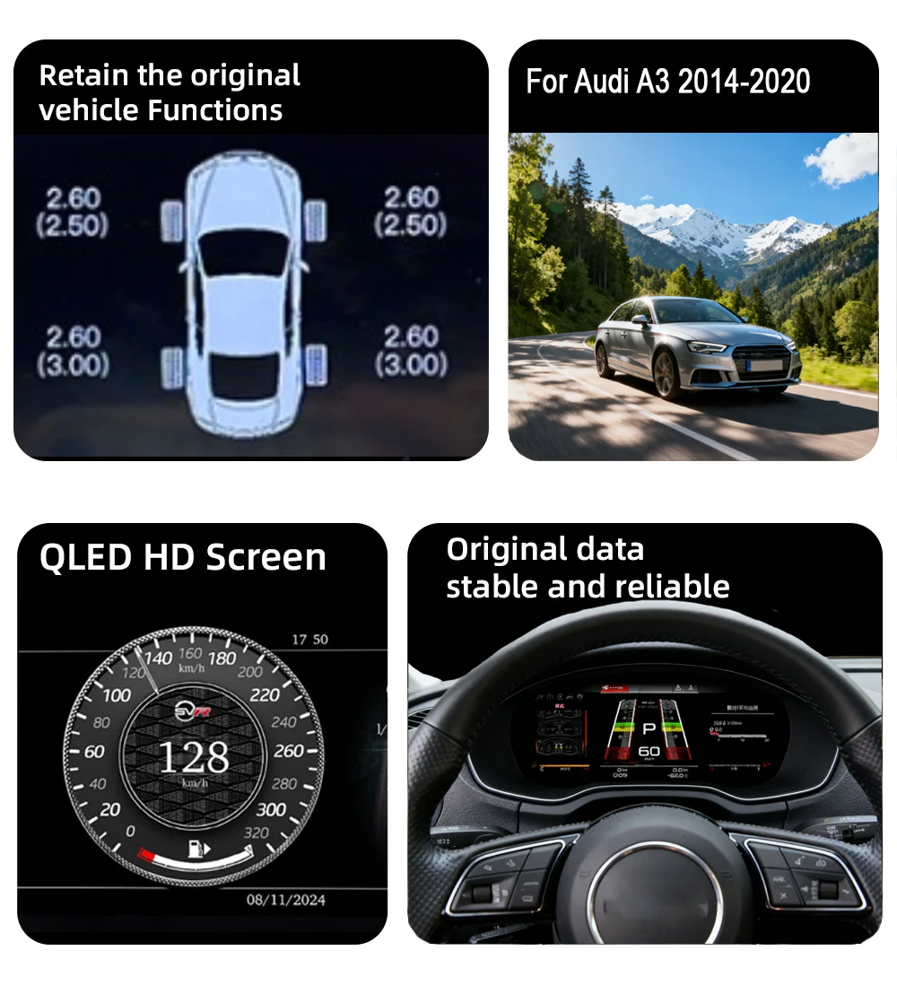 Digital Instrument Cluster Display Suitable For Audi A3 2014-2020 Wireless CarPl