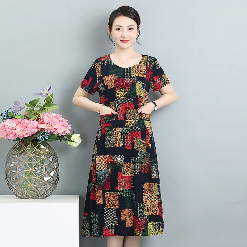 Summer Dresses Middle Aged Women Midi Casual Summer Dresses 2022 Casual Aliexpress