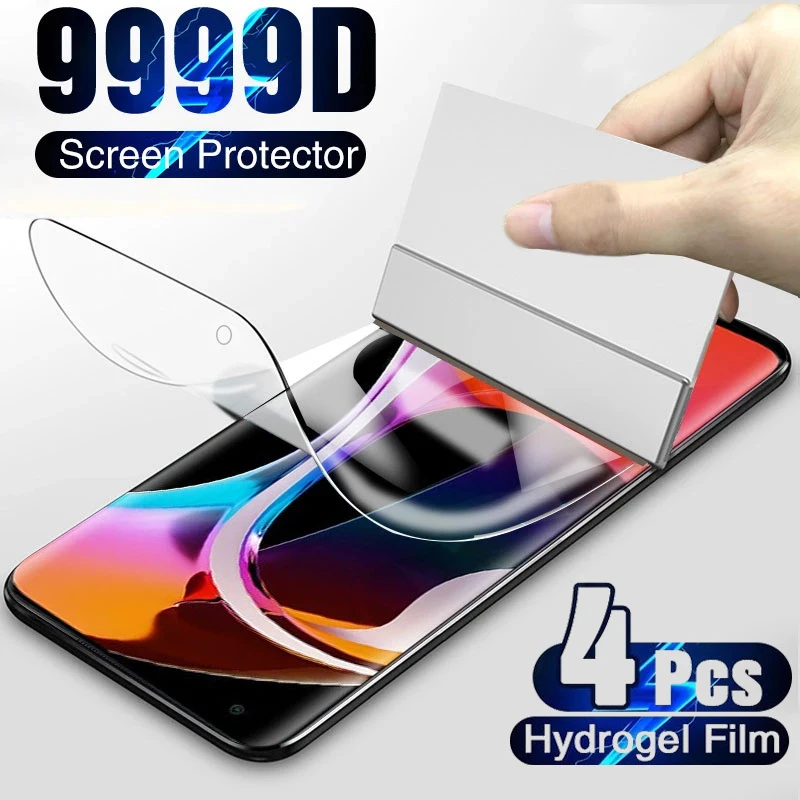 

4Pcs Full Cover For Poco C65 C55 X5 X3 X4 Pro F4 GT 5G Hydrogel Film For Redmi Note 11 T 9 Pro 10S 13C 12C Screen Protector Film