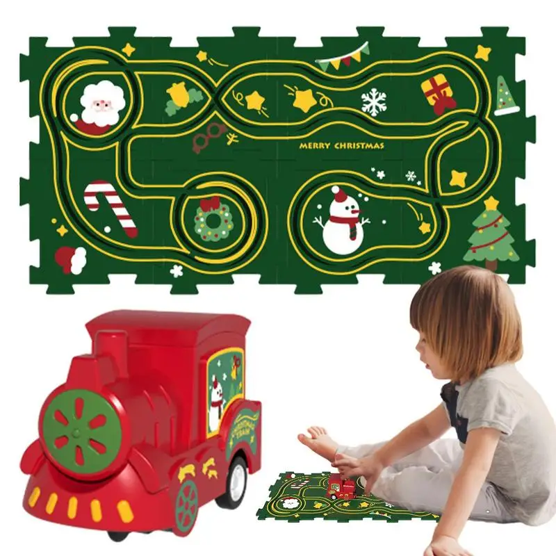 

Track Car Play Set DIY Assembling Electric Trolley Rail Car Building Toys Educational Smooth Puzzle Board Track Play Railcar