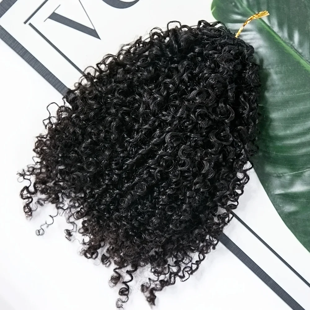 Smilegirl Kinky Curly Feather Crochet Hair Extension Miracle Knots Natural Color Human Hair Extension for Women Micro Curly Invisible Boho Braided Crochet Hair Extensions