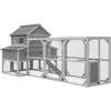 Chicken Coop Extra Large Chicken House for 8-10 Chickens, Outdoor Wooden Hen House Poultry Cage w/Two Nesting Boxes, Large Run 6