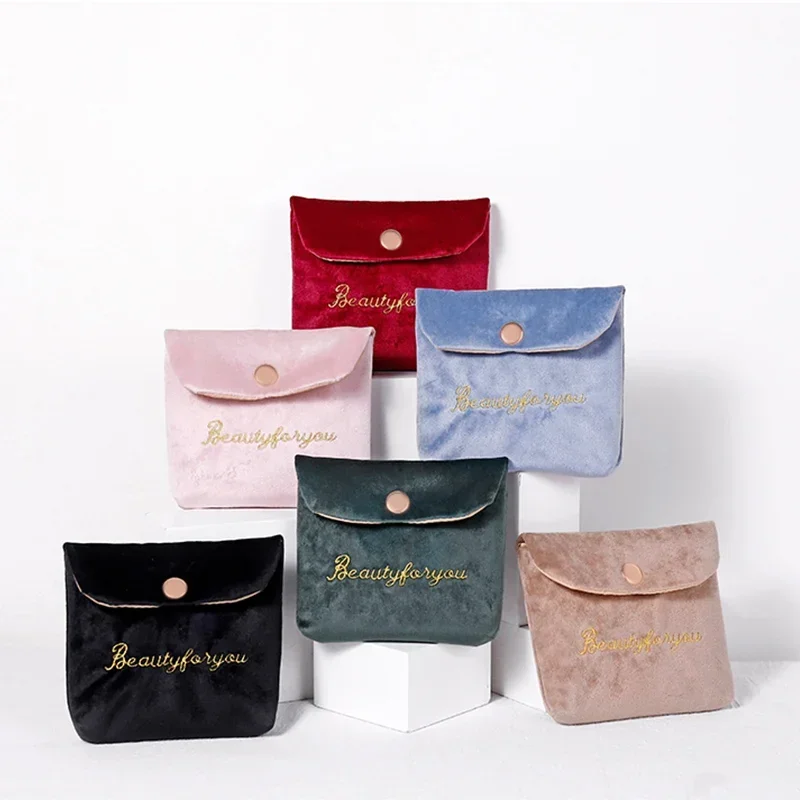Embroidered Letter Tampon Storage Bag Sanitary Pad Pouch Girls Cosmetic Bags Makeup Lipstick Key Earphone Data Cables Organizer