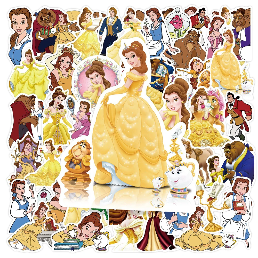 10/30/50 Stück klassische Disney-Anime-Film-„Die Schöne und das Biest“-Aufkleber, niedliche Prinzessinnen-Cartoon-Aufkleber, wasserfest, DIY, Laptop-Helm
