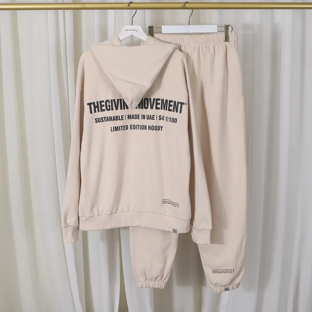 THEGIVINGMOVEMENT Loose Hoodies 2 Piece Set Casual Fashion Long Sleeve Sweatshirt Pants Suits for Men and Women 4