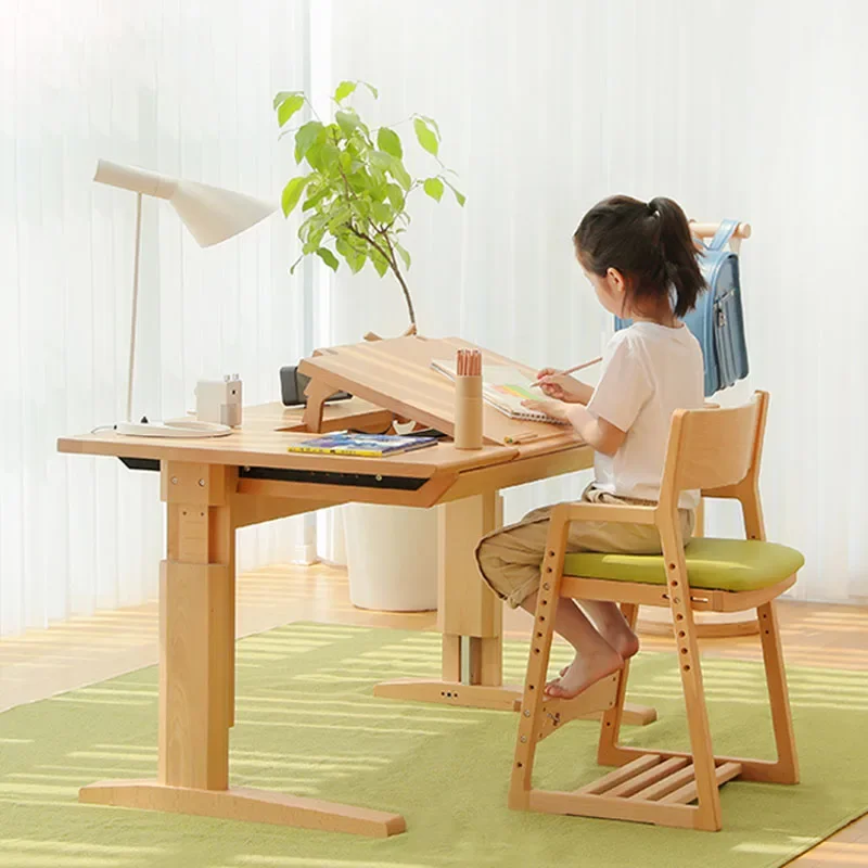 Ergonomic Wooden Tables Folding Room Minimalist Kid Table Makeup Children Mesinha Com Cadeira Infantil Kin Home Furniture