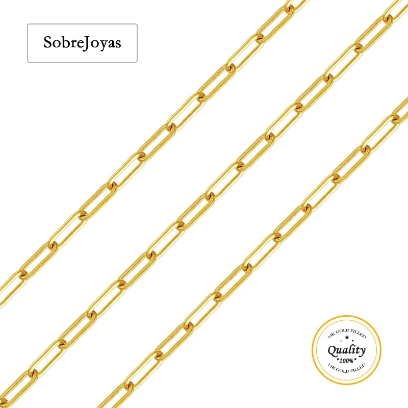 

14K Gold Filled Chain Unfinished Flat Paperclip Chain 2.0MM Chain Necklace Gold jewelry Minimalist Gold Filled Chain DIY Jewelry