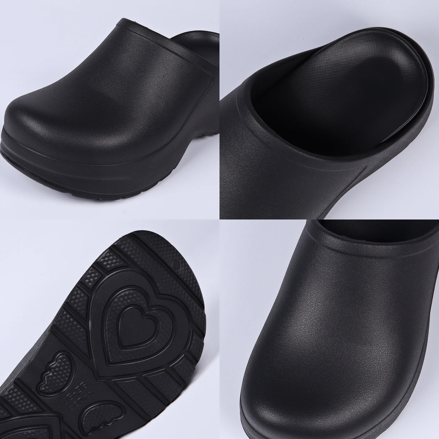 قباقيب البغال النسائية ذات اللون الصلب المغلقة عند أصابع القدم، فتحات جانبية قابلة للتنفس، نعل سميك من مادة EVA