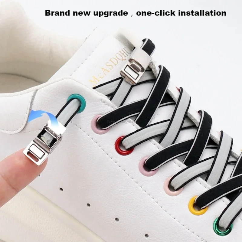 

Double color No tie Shoe laces Magnetic Lock Elastic Shoelaces Sneakers for Shoelace Kids Adult Laces One Size Fits All Shoes