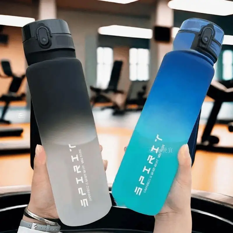 Motivational Leak-Proof Large Capacity Sports Bottle for Outdoor and Gym Activities