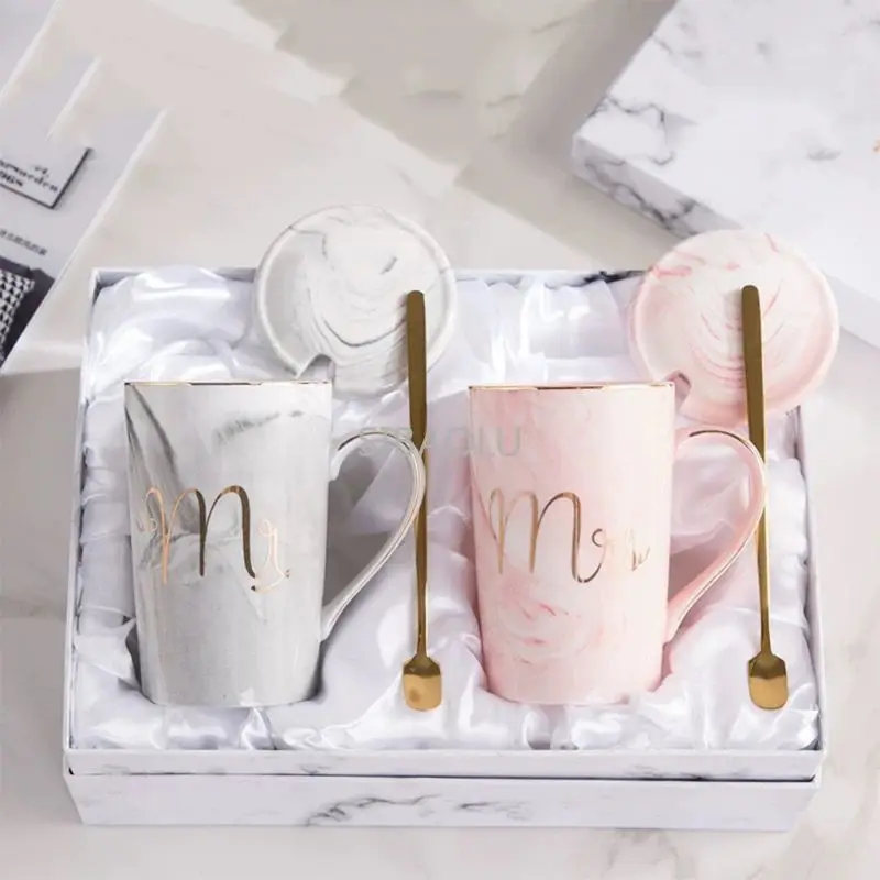 

Couple Mark Coffee Cup Pair Cup Wedding Gift Anniversary Cup Luxury Gift Box for Bride and Groom