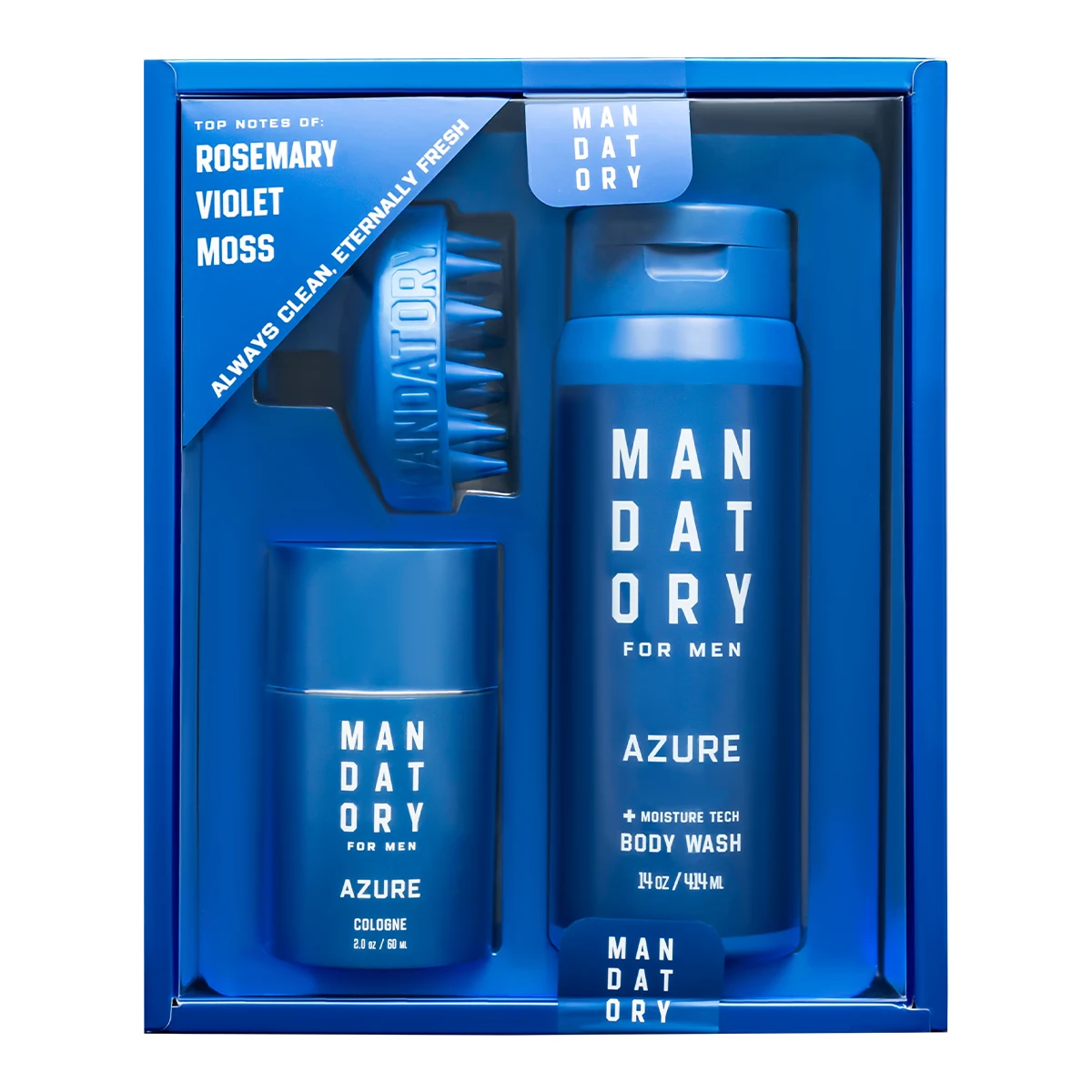 MANDATORY Men's Fragrance Set Gifts Cologne Spray 2.0 Oz Body Wash 14 Oz Shower Gel 1 Pc Hair Scalp Massager Brush 3pcs Gift Set