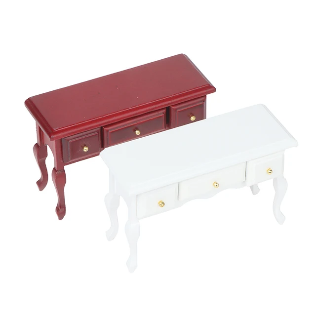 1pc 1:12 Dollhouse Miniature Wooden Desk Table Model Doll House Furniture Toys Accessories Christmas Gift 3