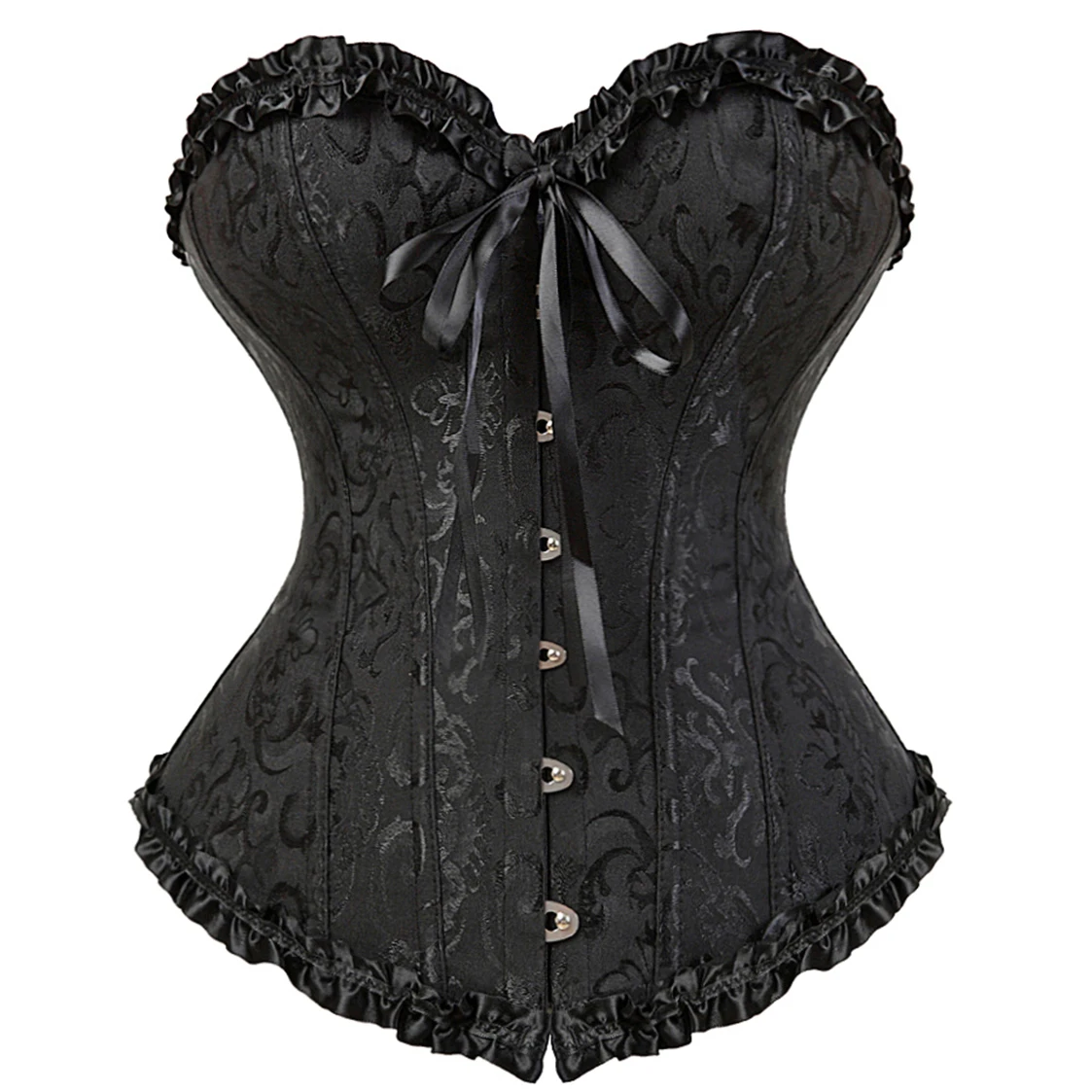 Sexy Pink Leopard & Lace Corset Bustier - Plus Size Gothic Floral Lingerie