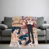 Anime film comfort warm soft plush blanket for sofa living room h-Howl's office bedroom travel Flannel gift m-Moving c-Castle 1