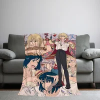 Anime film comfort warm soft plush blanket for sofa living room h-Howl's office bedroom travel Flannel gift m-Moving c-Castle 1