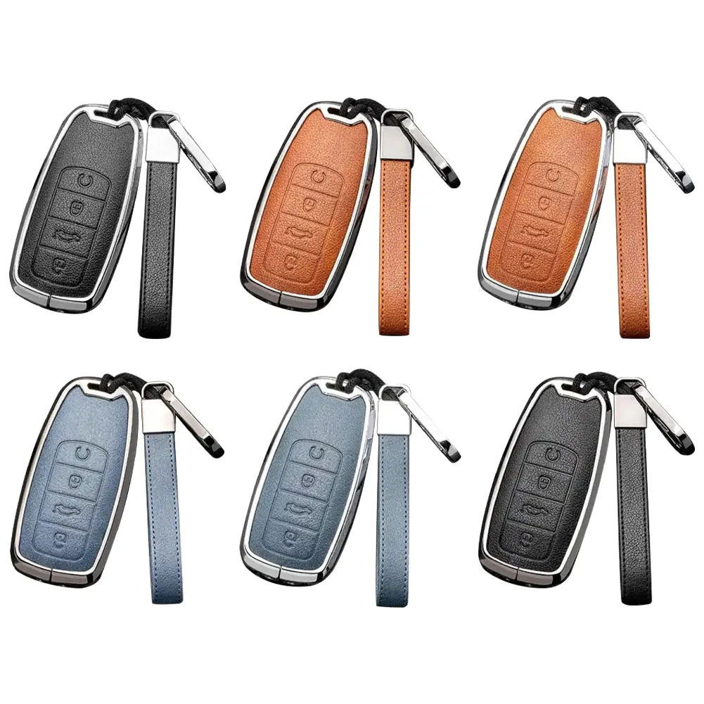 

Car Accessories 1Pc Car Key Case With Keychain Key Case Cover For Chery Tiggo 8 PRO 7 PRO Leather Remote Fob Holder 3color