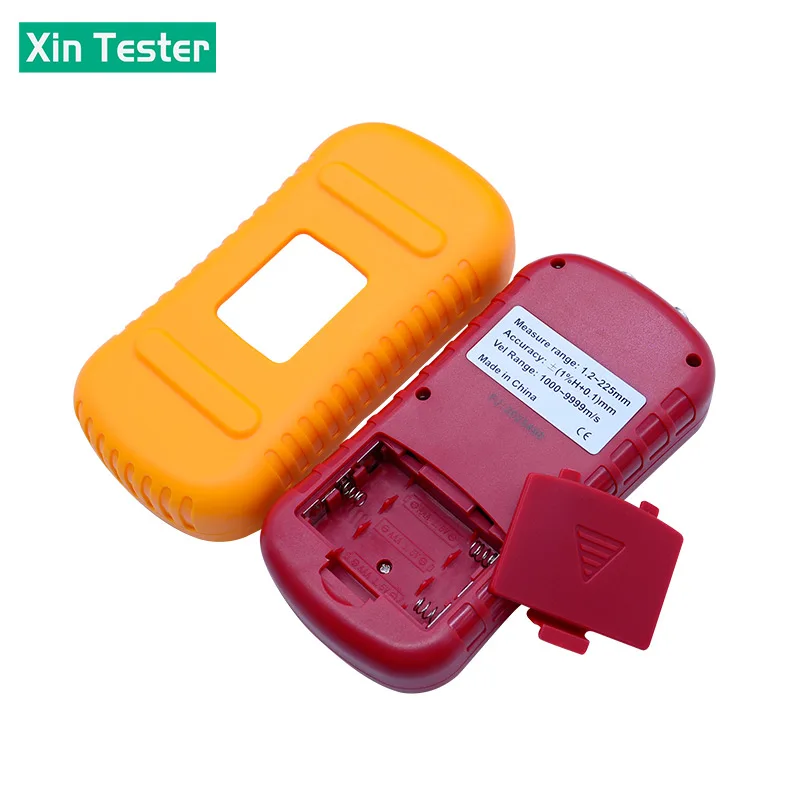 Xin Tester Digital Ultrasonic Thickness Gauge Tester Metal Glass 1.2-225mm Sound Velocity Meter 0.1mm Resolution LCD Display