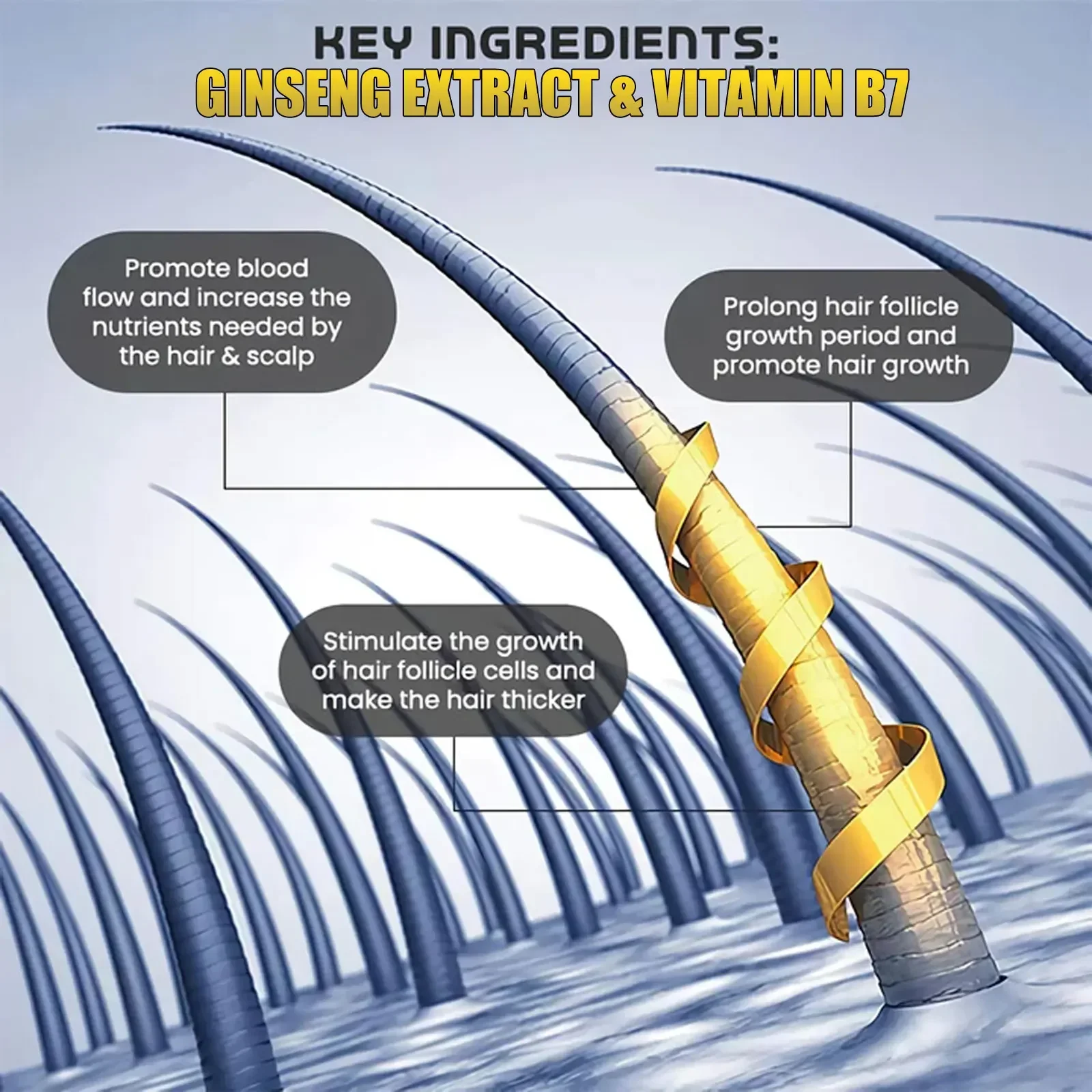 Biotin Hair Growth Oil Hair Loss Treatment Strengthening Roots Regrowth Prevent Baldness Care for Men and Women