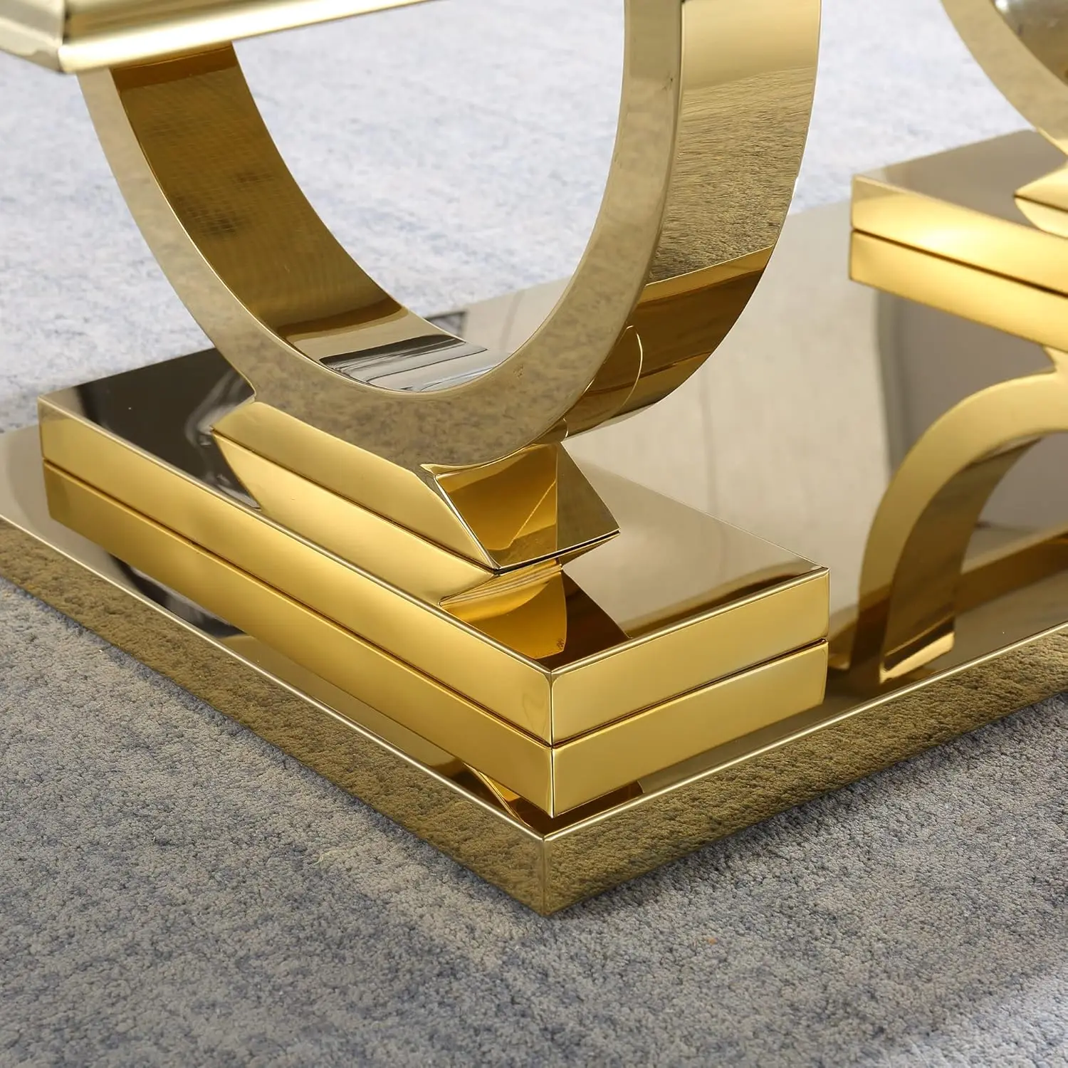 Modern Marble Coffee Table, Rectangular White and Gold Marble Tea Table for Living Room (Gold) 4