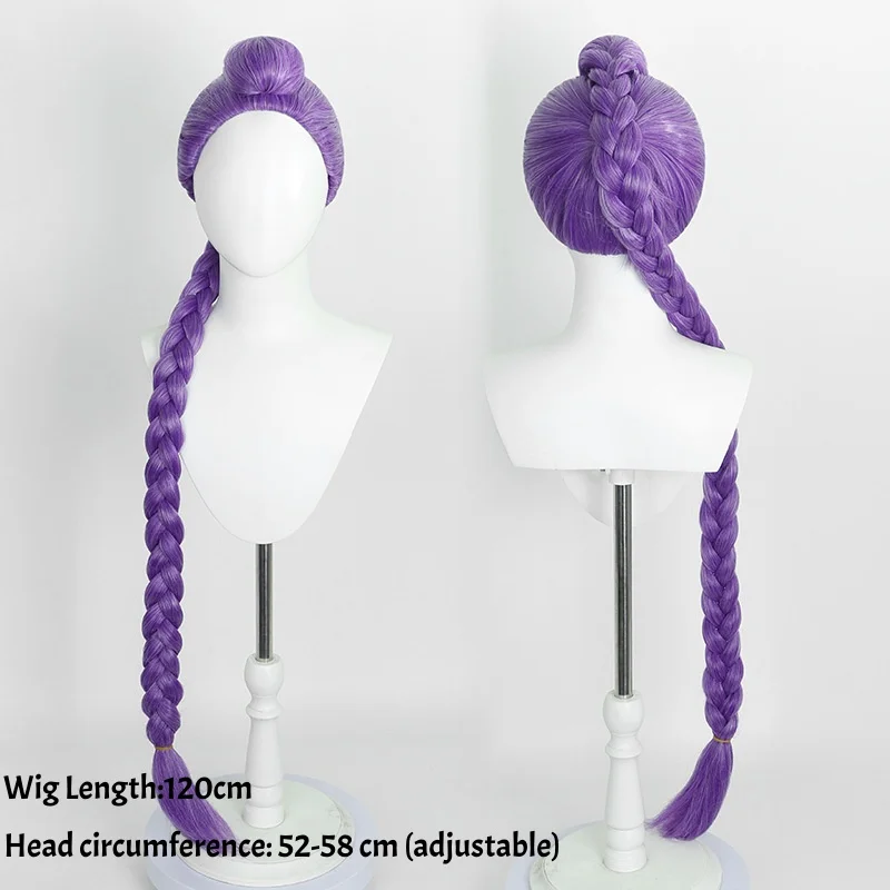 Detailed braid styling of Purple Wig