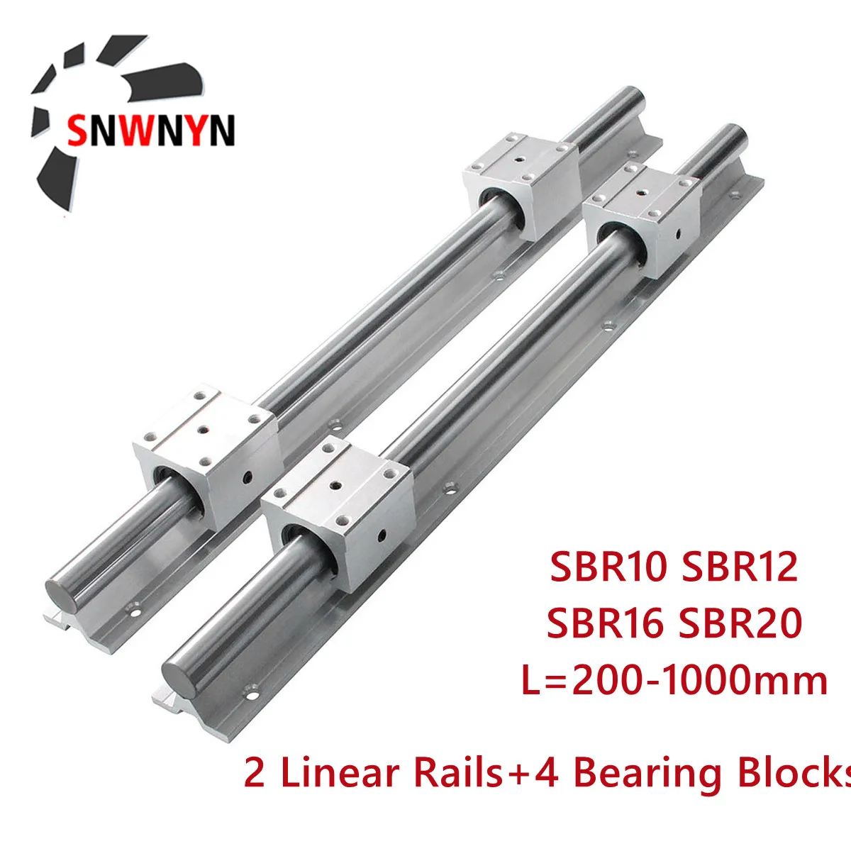 SBR10/12/16/20 Linear Guide Rail Length 200 300 500 1500mm 2PCS Linear Rail + 4 SBR12UU/SBR16UU