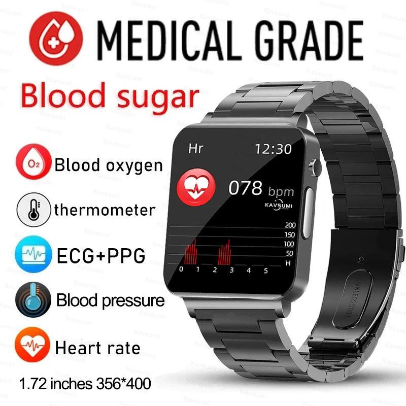 

2023 New Smart Watch Non-Invasive Blood Glucose Wireless Charging ECG+PPG Men's Three-High Laser Assisted Treatment Smartwatch