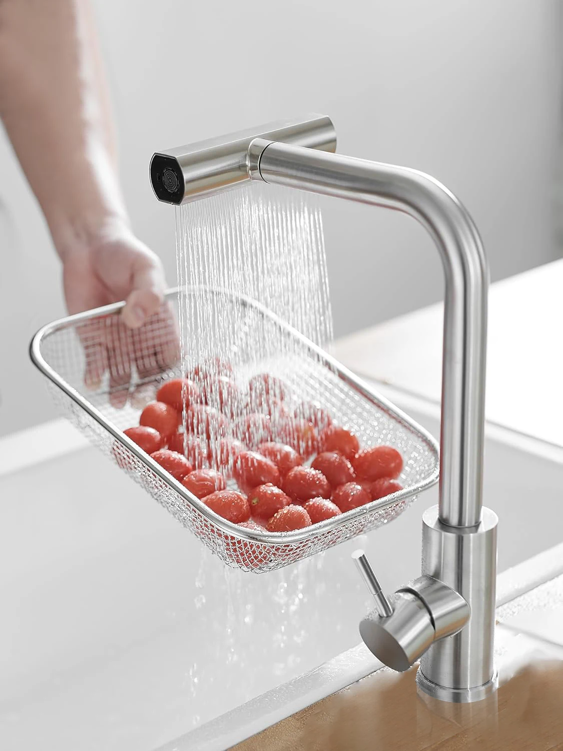 Kitchen Faucets Pull Out Rotation Waterfall Stream Sprayer Head Sink Mixer Brushed Nickle Water Tap Accessorie