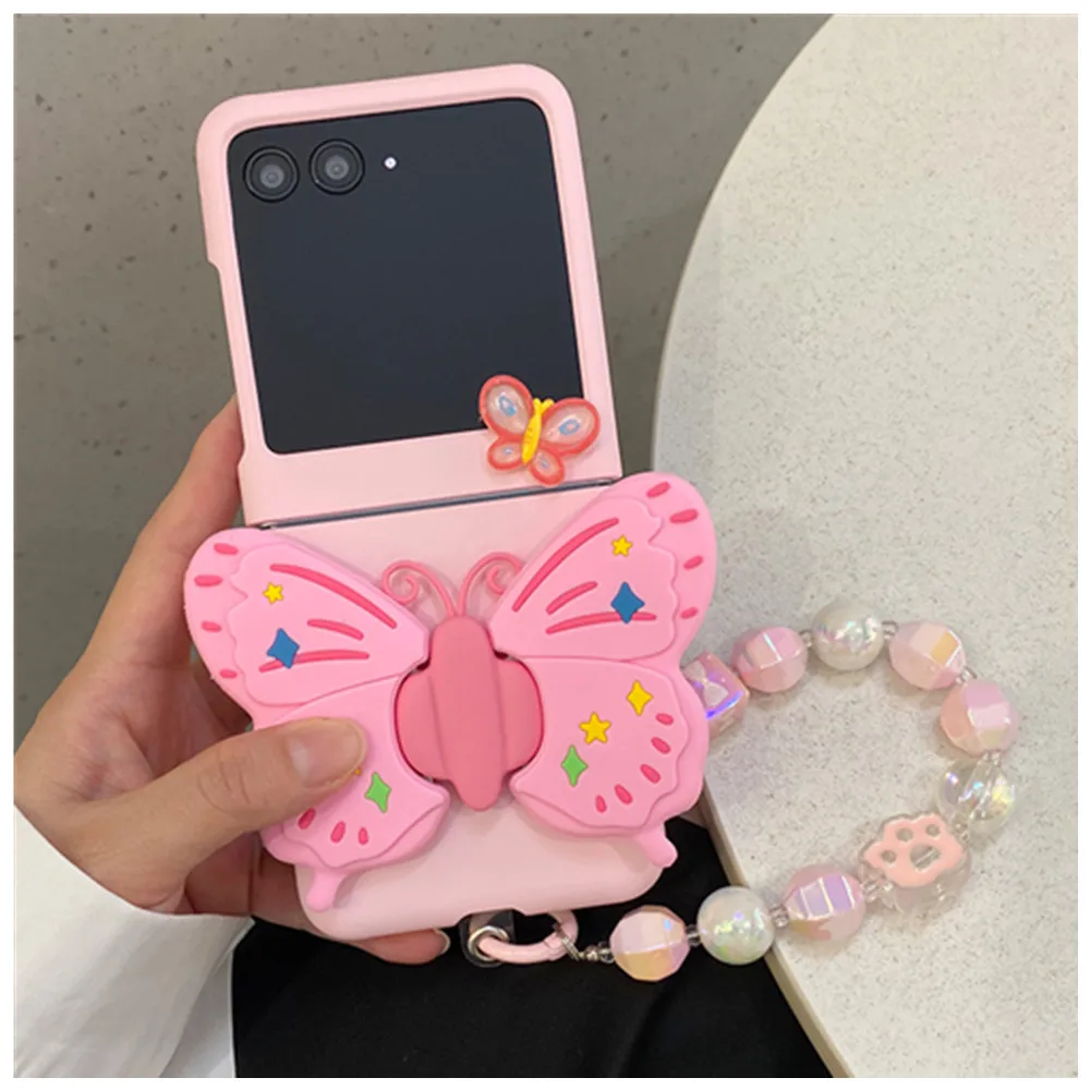 Ins Cute Butterfly Pearl Bracciale Custodia Per Telefono Pc Per Motorola Razr 40 Ultra Case 2023 Moto Razr 40 Cover Razr 2022 Oppo N3 Filp