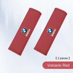 Luxury Leather Car Seat Belt Cover Shoulder Protector Pad - Premium Vehicle Interior Accessory (2pc volcanic red)