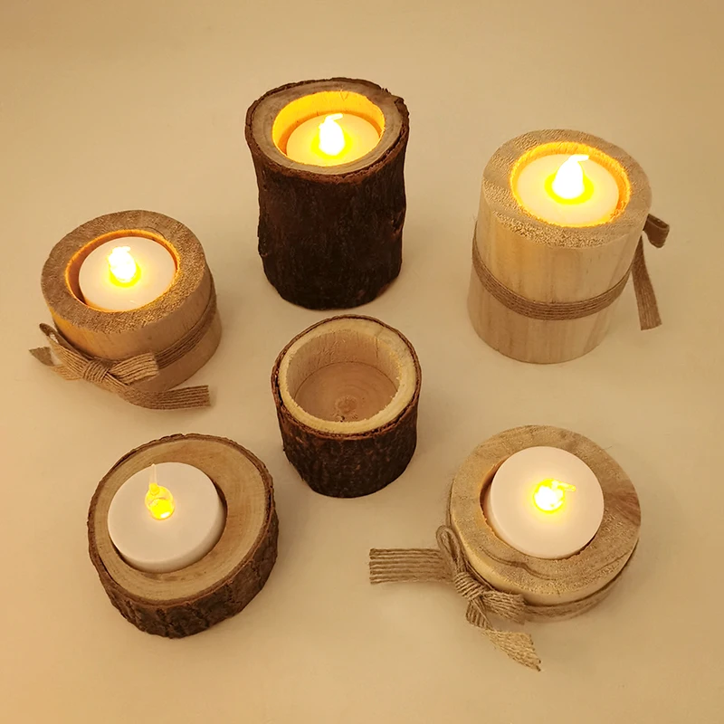 Rustic Wedding Wooden Candlestick Candle Holder Wedding Party Table Desktop Decoration Plant Flower Pot Home Garden Accessories