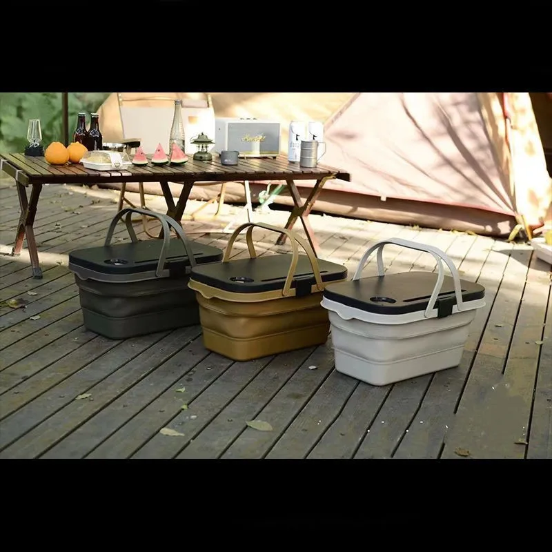 Mir de Rangement pour Camping en Plein Air, Pique-Nique Portable, Planche de Table Pliable sur le Terrain, Boîte Pliante de Transport d'Eau