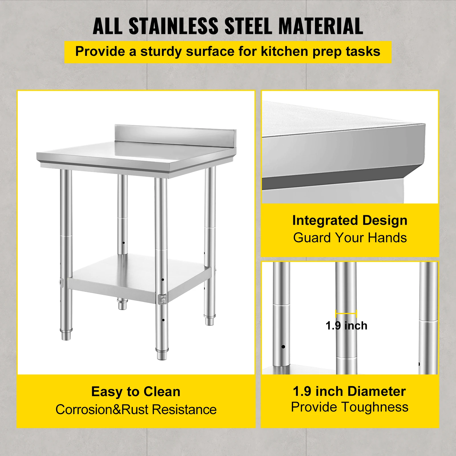 Stainless Steel Kitchen Work Table with Undershelf for Restaurant