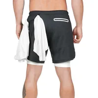 New 2 in 1 Compression Shorts for Men Gym Workout Running Shorts with Phone Pockets Athletic Quick Dry Activewear
