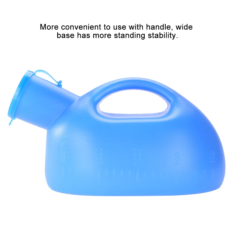2000ml Portable Male Urine Bottle with Lid  Blue Plastic Male Pee Urinal Storage Urine Collector for Elderly Men Children 4